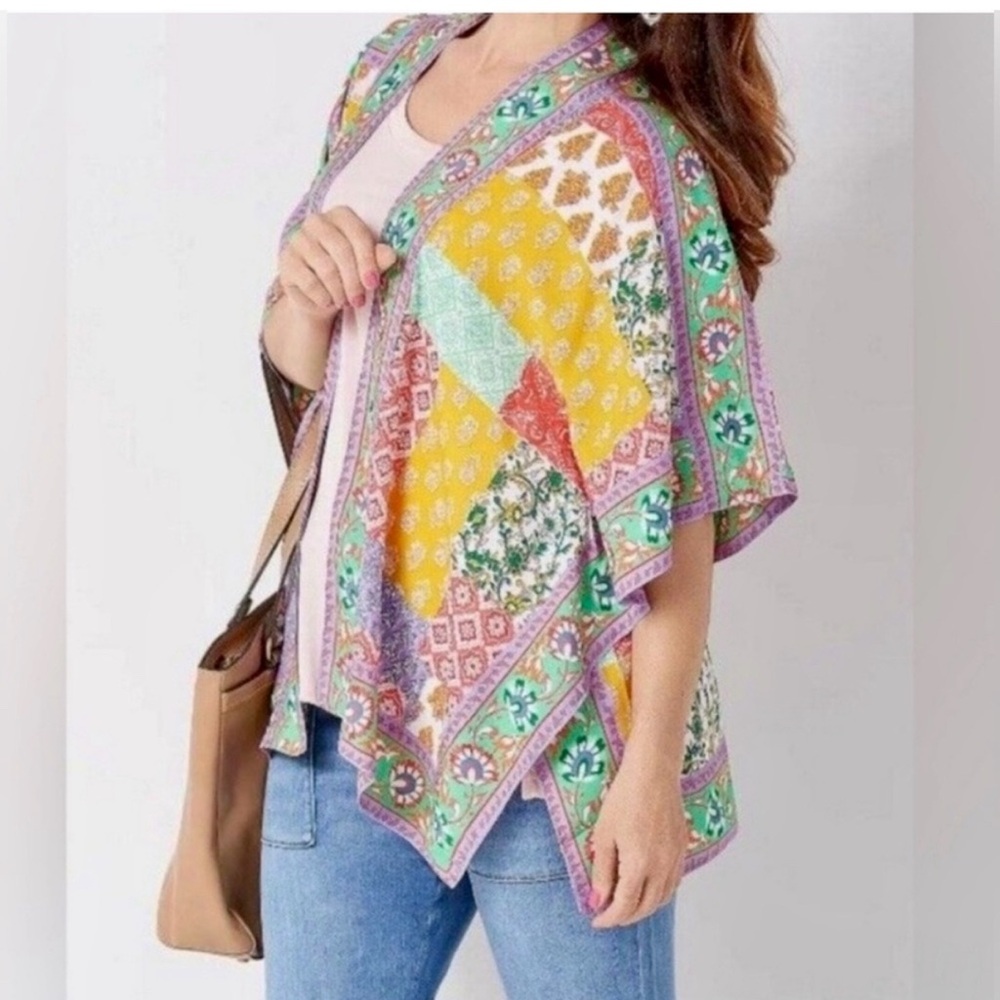 Anthropologie Tolani Patchwork Floral Kimono Duster Cottagecore M
